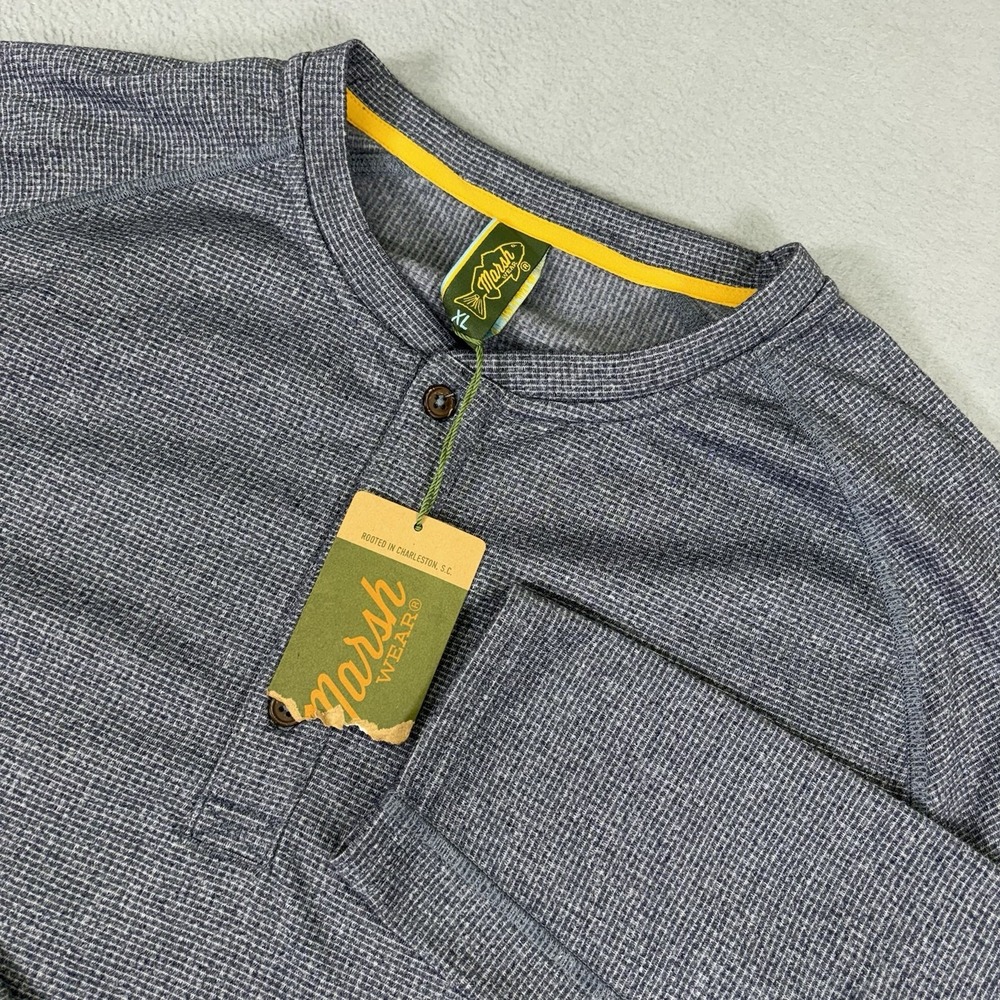 Marsh Wear Mens XL Waffle Knit Henley Shirt Long Sleeve Outdoor Coastal